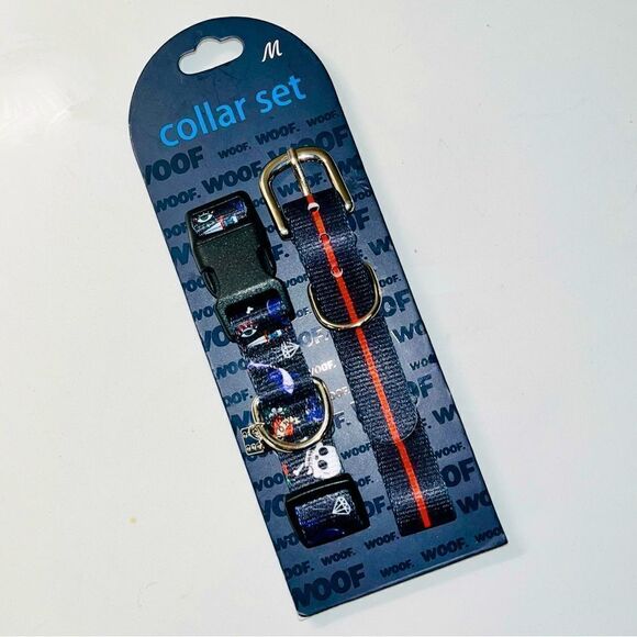 WOOF Other - WOOF Dog Collar Set of 2 Skulls Dice Daggers Hearts Size Medium